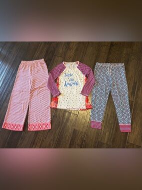 Teen Girls 435 by Matilda Jane Pajama Set - White with Pink & Blue